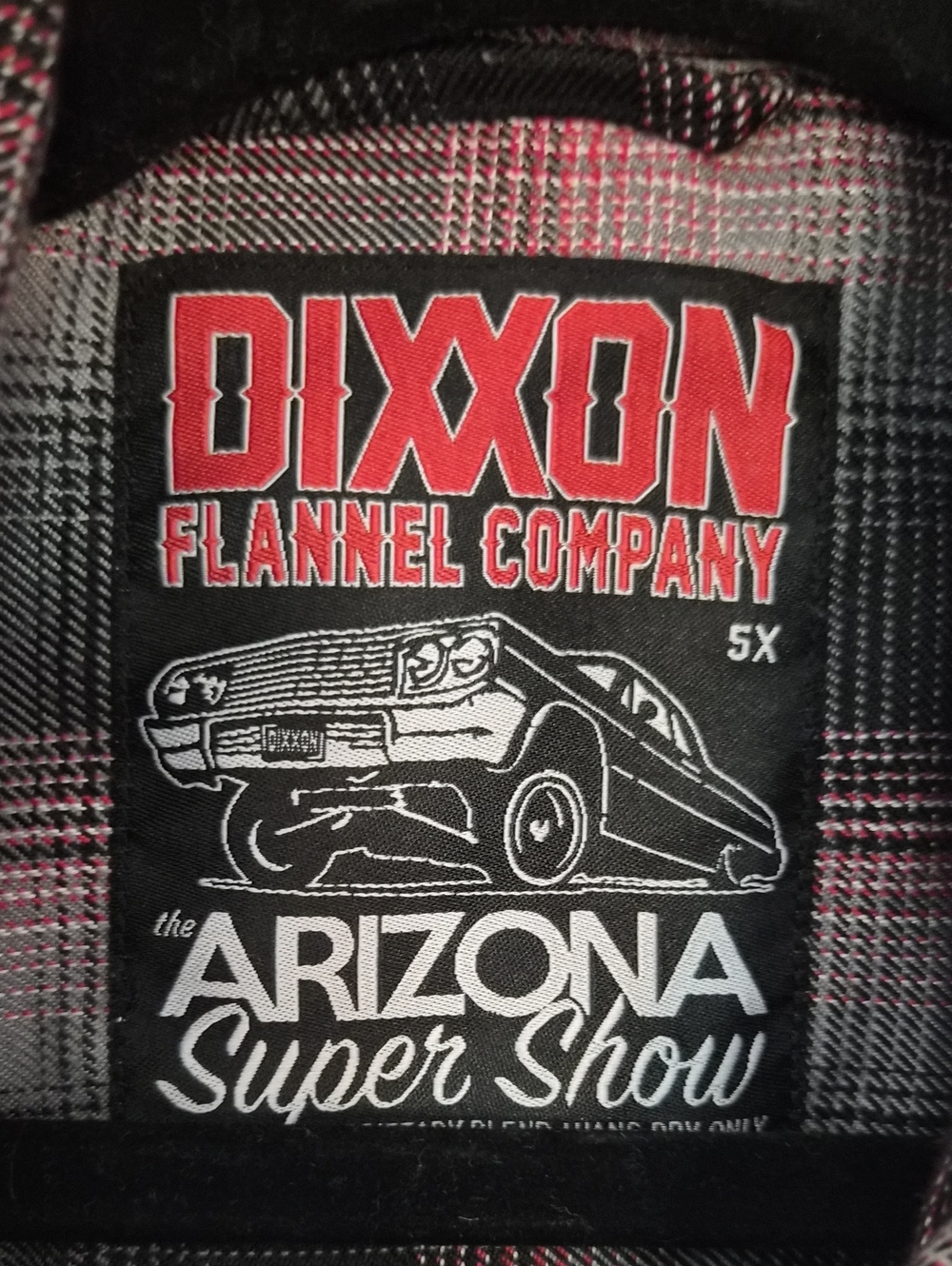 Dixxon Flannel Company ARIZONA SUPER SHOW 5XL Black, Gray & Red -Button Snaps